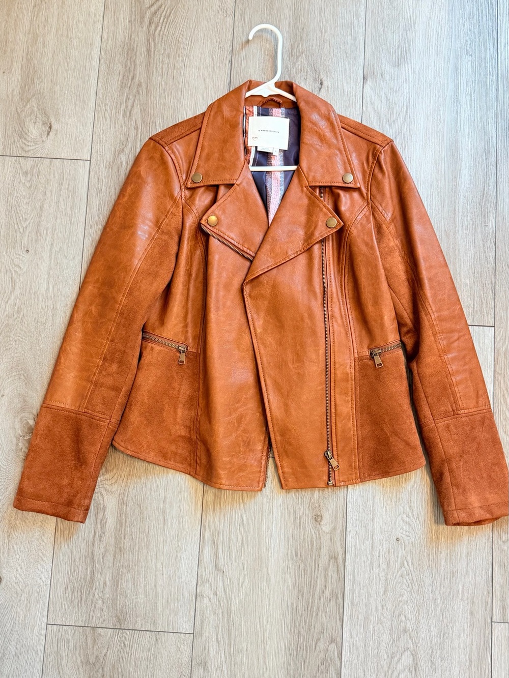 Anthropologie Cognac Leather Moto Jacket